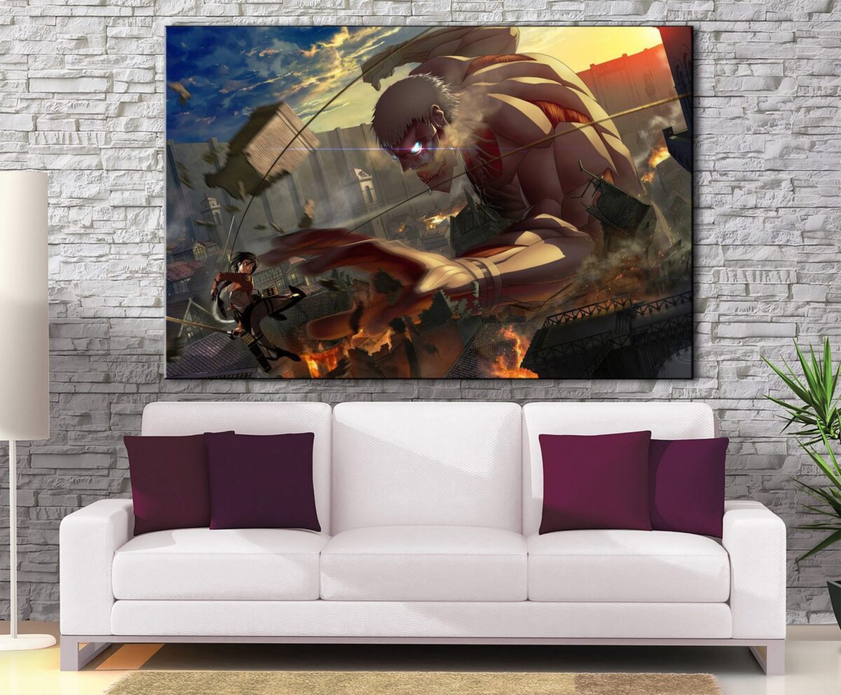 Décoration Murale L'attaque des Titans Mikasa Vs Armored Titan