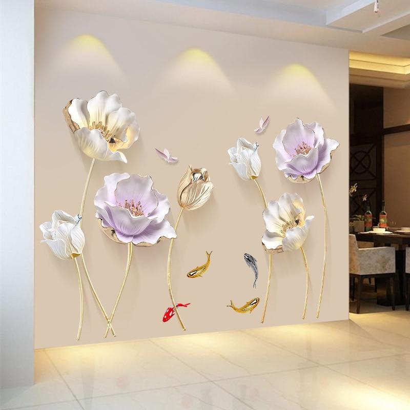 Autocollant Mural Tulipe Fleur 3D Stickers Muraux Salon Chambre Salle De  Bains Décor À La Maison Décoration Affiche Y200103 Du 11,91 €