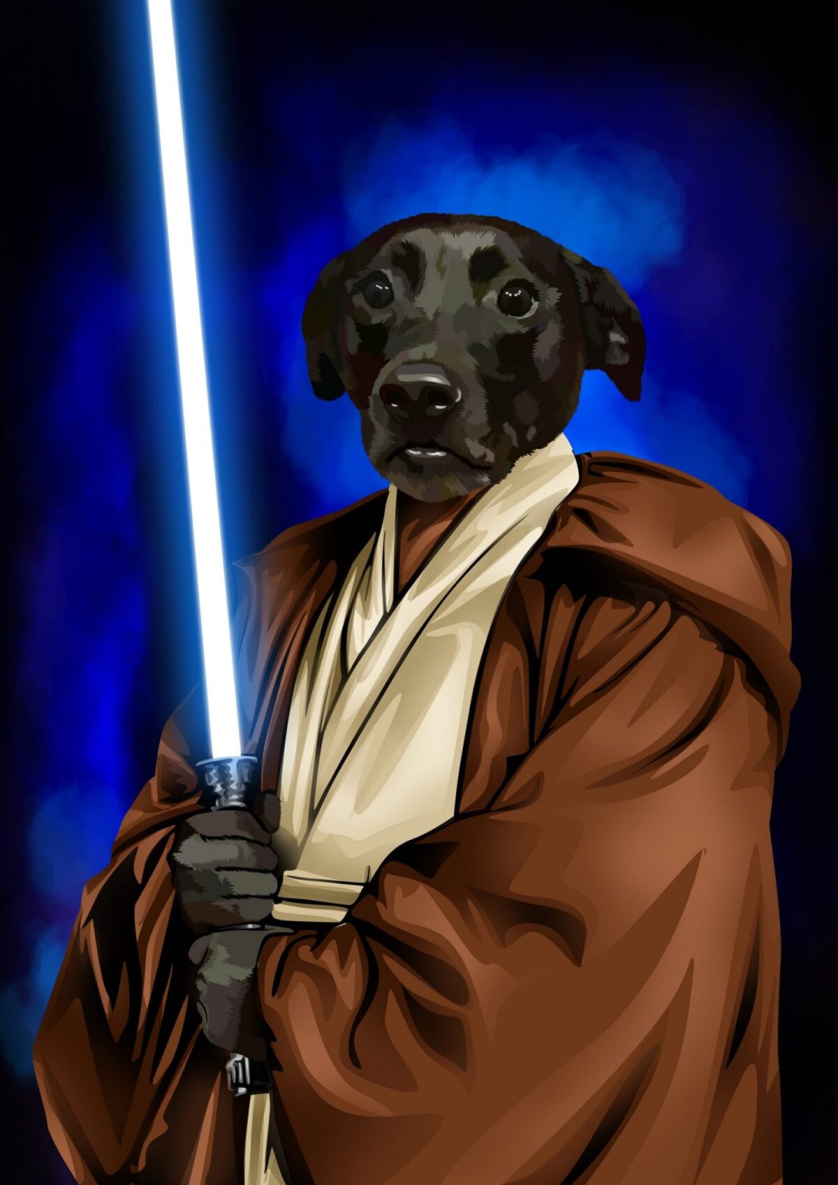 Portrait Personnalisé Animaux Jedi
