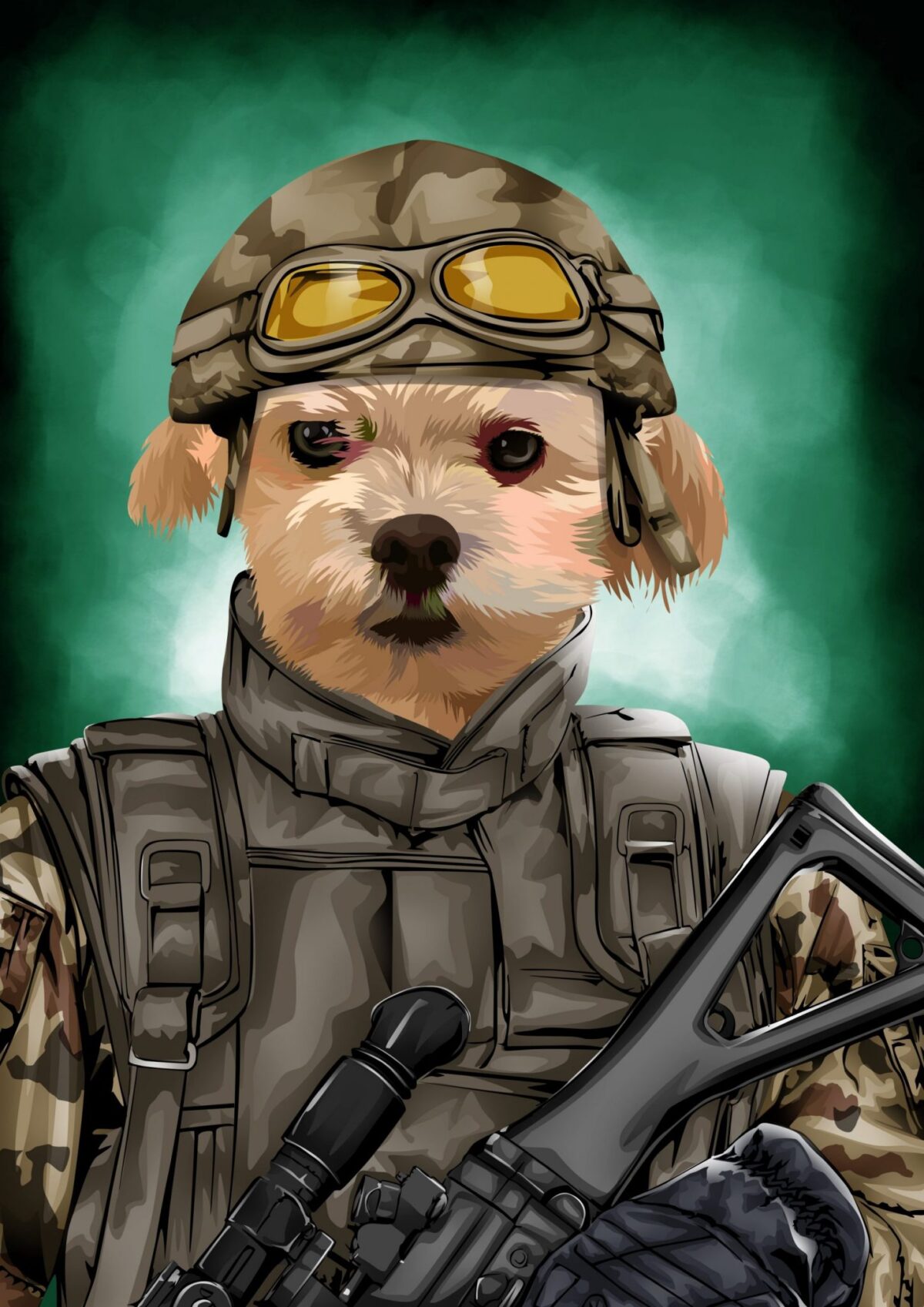 Portrait Personnalisé Animaux Militaire