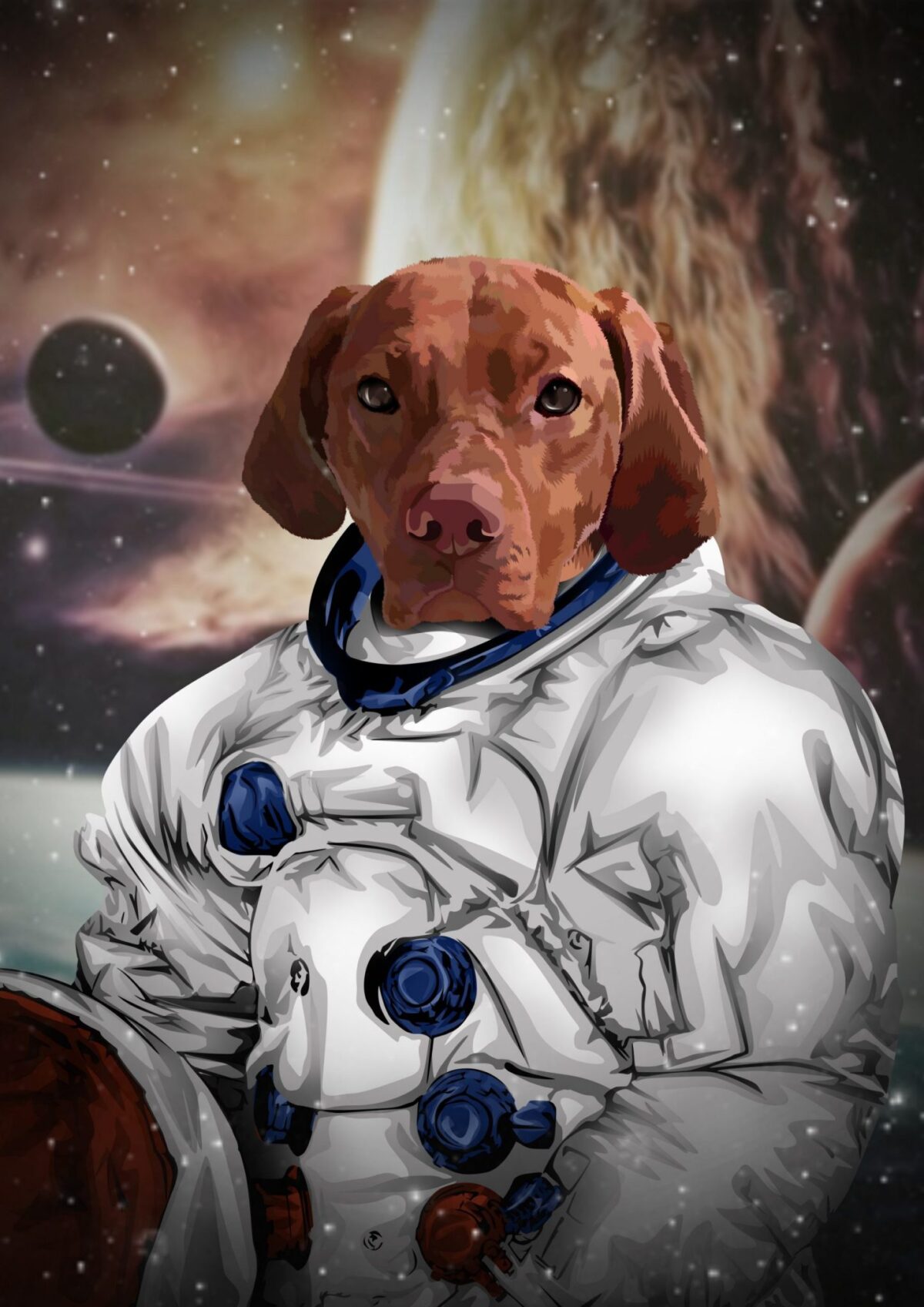 Portrait Personnalisé Animaux Astronaute